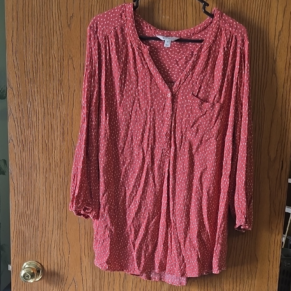 Women's Red/Orange Polka Dot Top